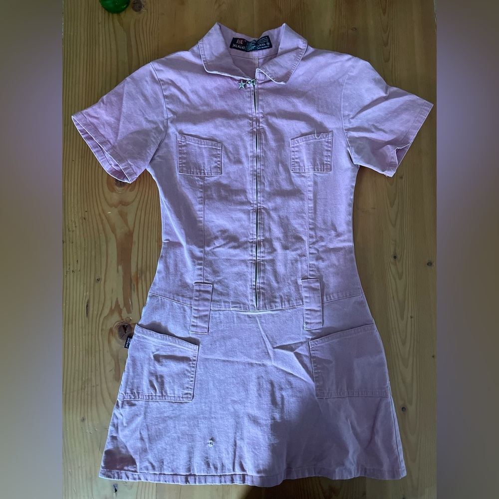 Stretchy denim pink mini dress